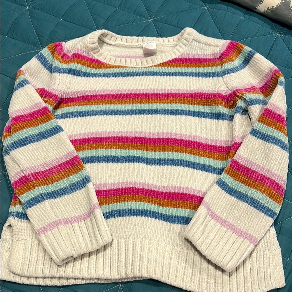 Pink and Blue Crew Neck Sweater with Ribbed Cuffs size 6